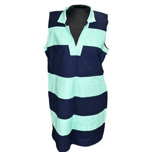 STS Sail To Sable Womens Sleeveless Striped Polo Dress XL Cotton Blend